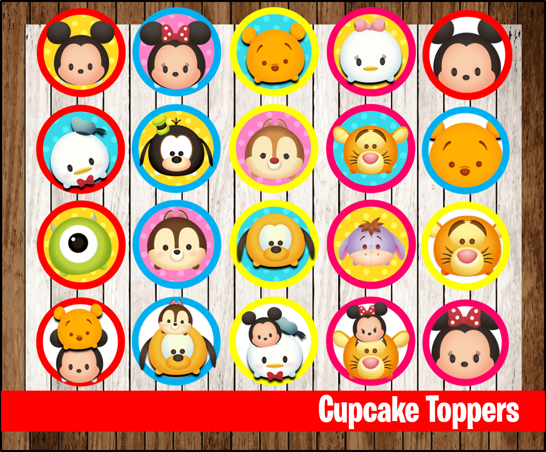 80 OFF SALE Tsum Tsum Cupcakes Toppers Instant Download Printable