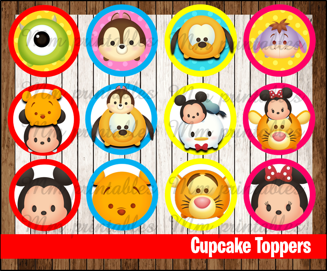80 OFF SALE Tsum Tsum Cupcakes Toppers Instant Download Printable
