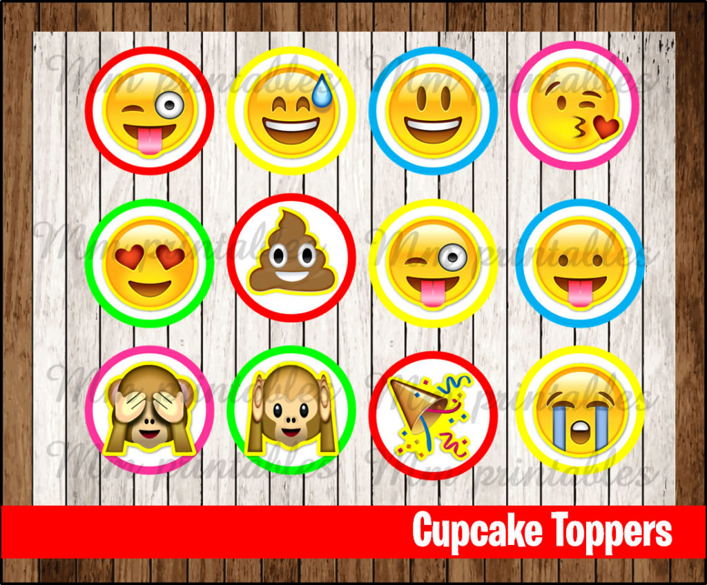 80% Off Sale Emoji Party Cupcakes Toppers Instant Download - Printable