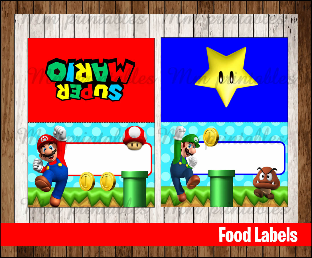 80 OFF SALE Mario Bros Food Tent Cards instant download Printable