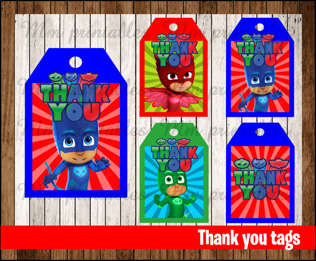 80 OFF SALE PJ Masks Thank You Tags Instant Download Printable