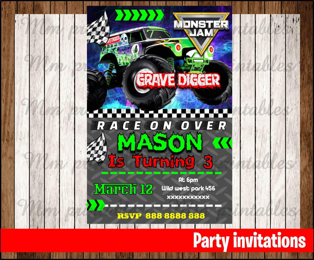 50 OFF SALE Monster jam Invitation Monster jam Birthday Invitation