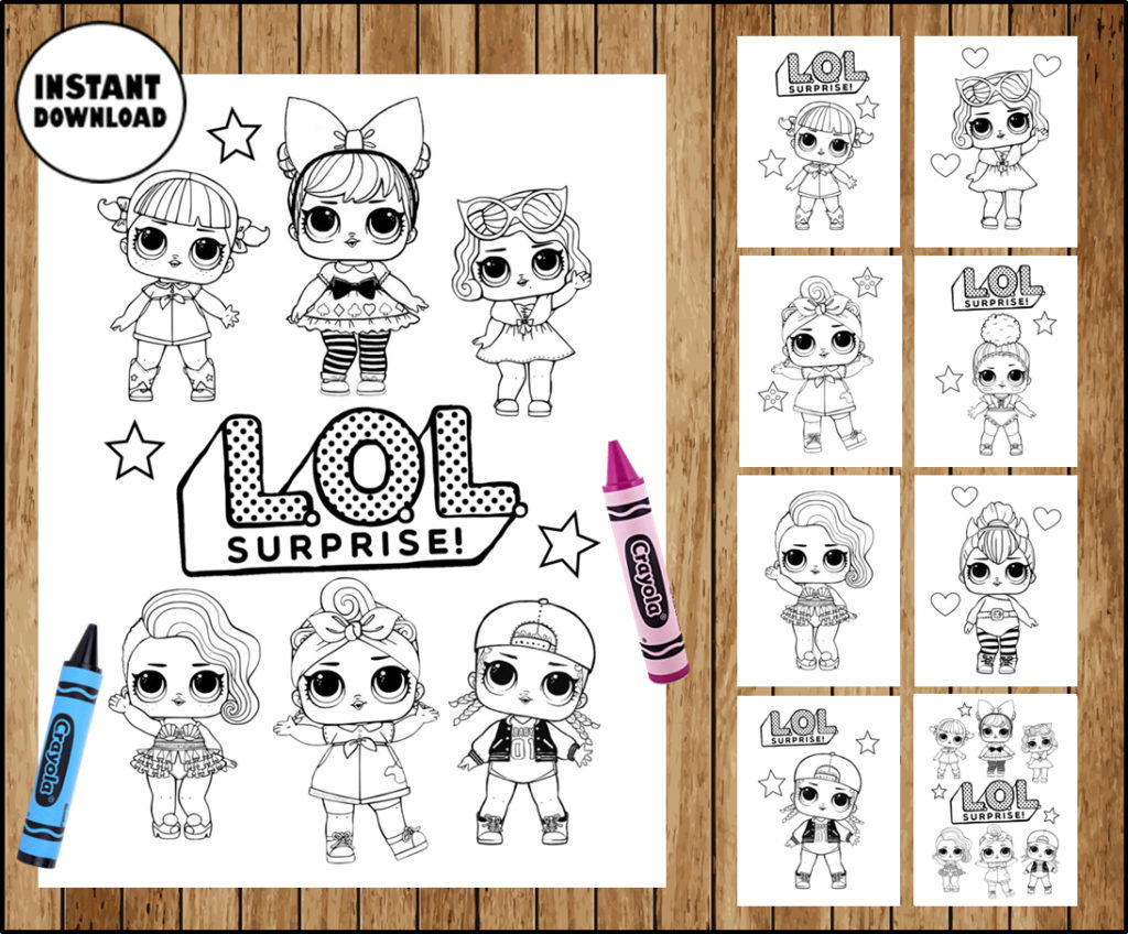 LOL Surprise Dolls Colouring Pages, LOL Surprise Dolls party printable