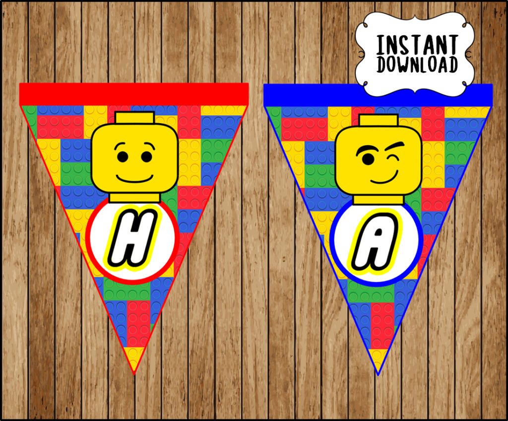 Printable Lego building blocks Banner instant download, Lego building