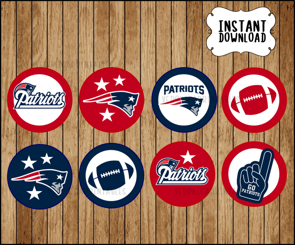 Patriots Football cupcakes toppers, printable Patriots Football party