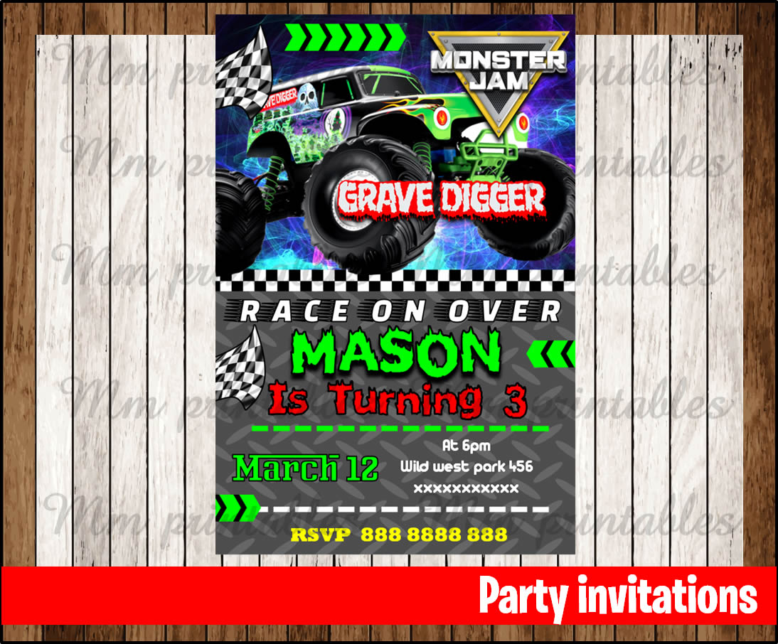 50 OFF SALE Monster Jam Invitation Monster Jam Birthday Invitation 