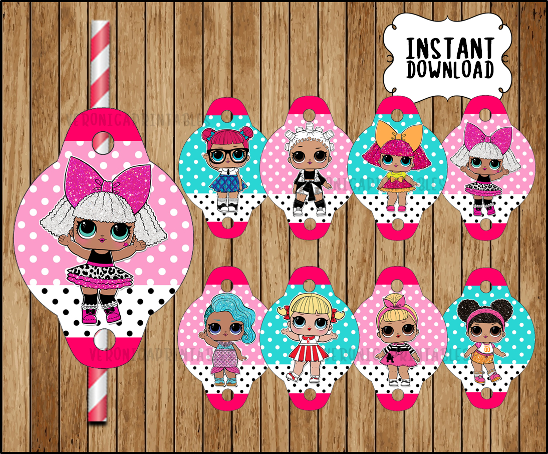 lol surprise dolls straw tags printable lol dolls party straw tags