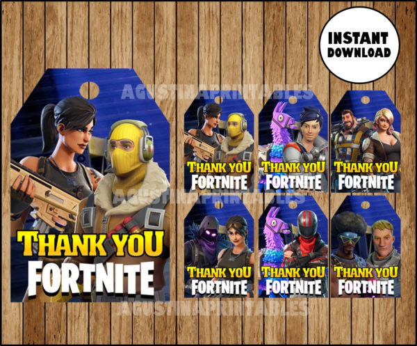 Fortnite thank you tags instant download, Printable Fortnite party tags ...