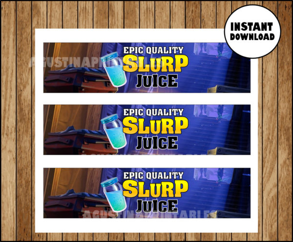 Fortnite birthday, SLURP JUICE, printable bottle wraps, water labels ...