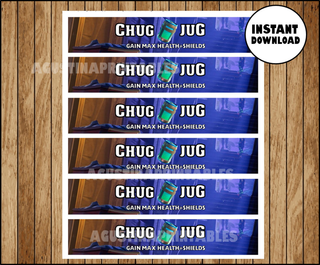 Fortnite birthday party, CHUG JUG, printable bottle wraps, labels, lil ...