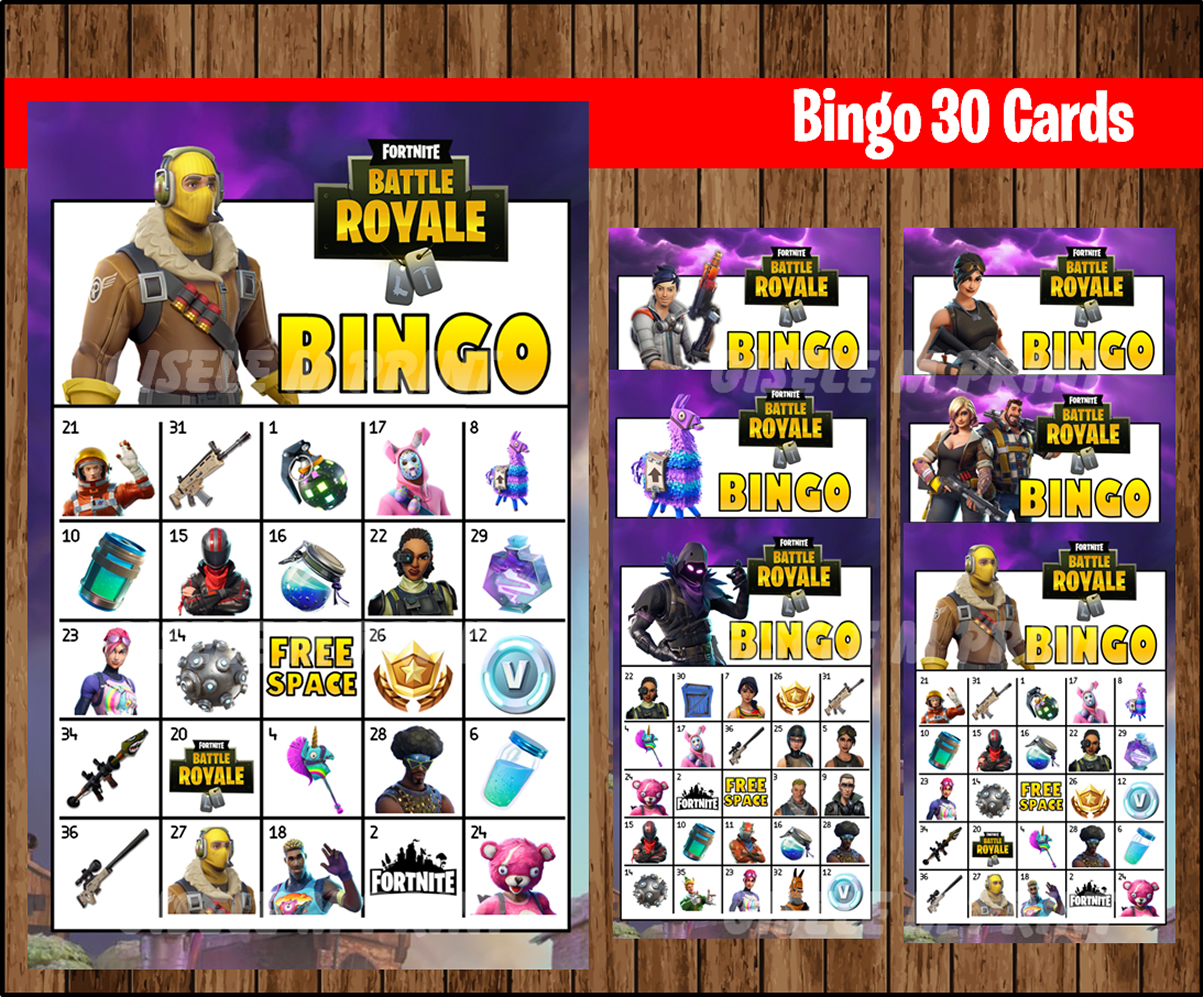 FORTNITE Bingo Game 30 Cards Instant Download Printable Fortnite Party 