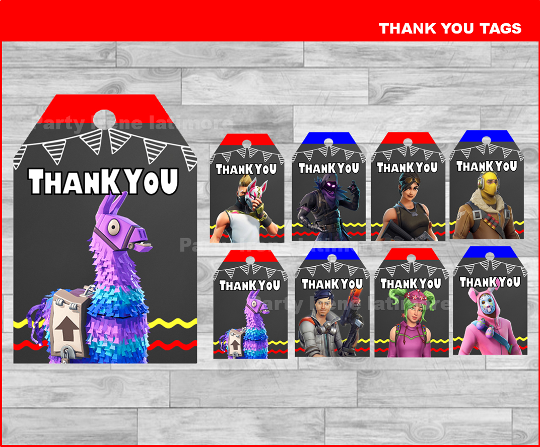 fortnite thank you tags instant download printable fortnite party tags