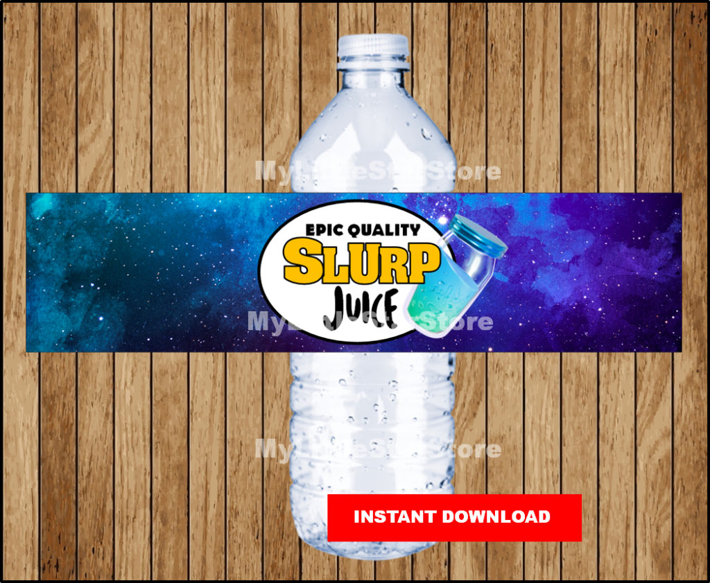 Fortnite birthday, SLURP JUICE, printable bottle wraps, water labels ...