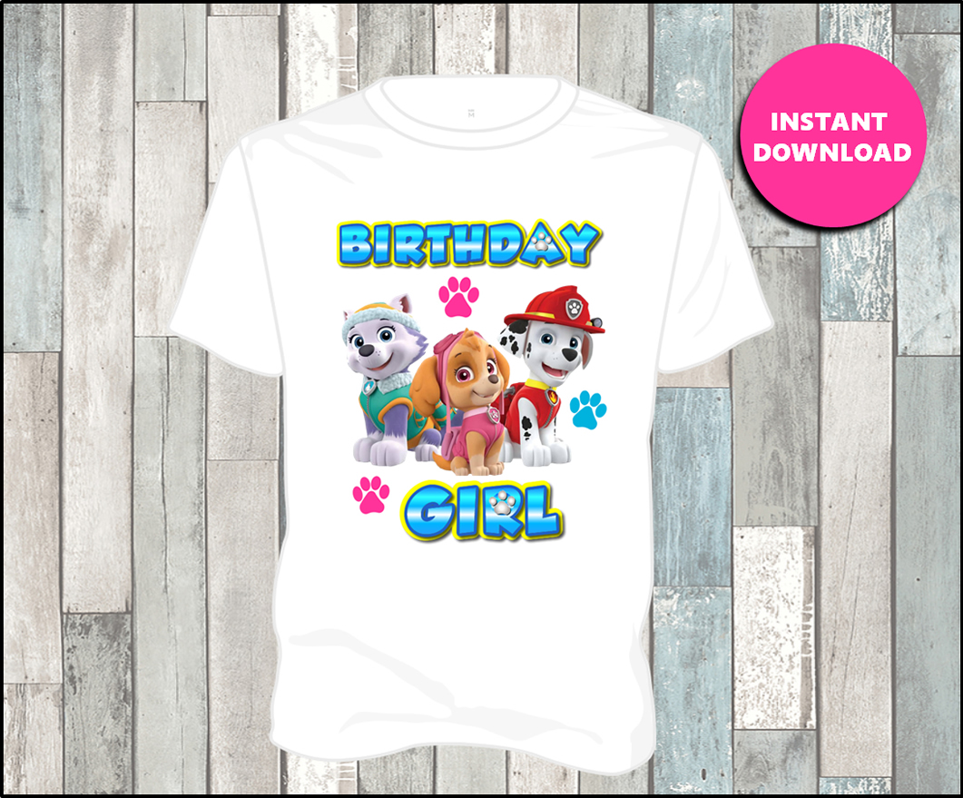 Paw Patrol Birthday girl Iron On, Paw Patrol Birthday Iron On Transfer, Paw Patrol Birthday